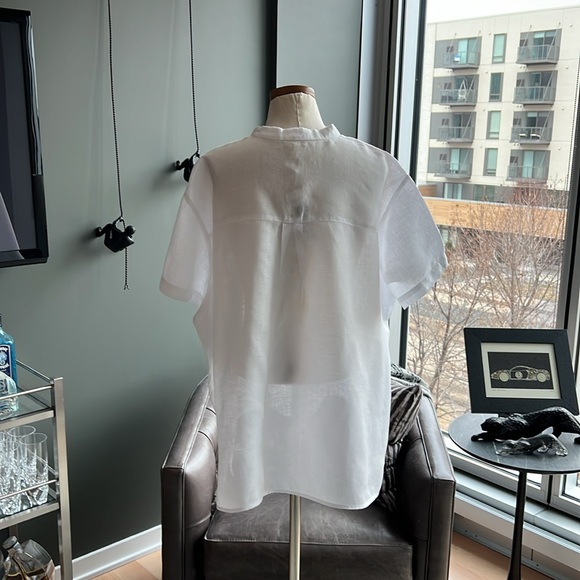 New Eileen Fisher Handkerchief Linen Band Collar Short-Sleeve Shirt Size 3X - Picture 6 of 7